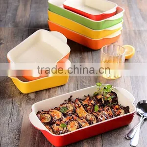 2017 Colorful Glazed Stoneware Baking Pan Dishes Custom Ceramic Bakeware Sets thumbnail-1