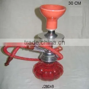 Coloured Glass Hookah With Metal and Pink Ceramic Part thumbnail-1