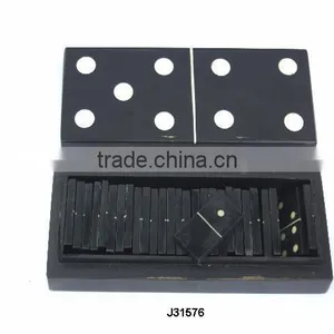 Black Resin and Inlay of Bone Domino Game Can be Made in Other Colours thumbnail-1