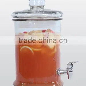 5L Clear Cylinder Glass Beverage Dispenser With Glass Lid and Stand thumbnail-2