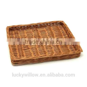 Large Wicker Shallow Tray Basket thumbnail-1