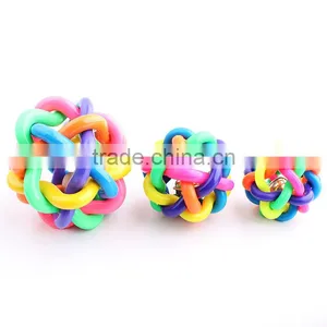 6cm Colorful Ball Pet Supplies Bell Knitting Ball Pet Toy Dog Toy Sounding Rainbow Pet Ball thumbnail-1