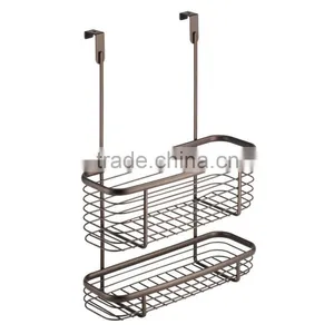 Sliding Over the Cabinet Kitchen Storage Wire Basket for Aluminum Foil Bags Cleaning Supplies - 2-Tier Bronze thumbnail-1