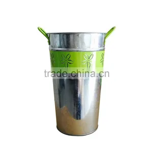 Flower Colored Zinc Metal Flower Pot thumbnail-3