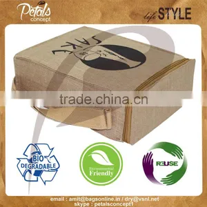 Three Bottle Jute Wine Cooler Bag for Sake Japanese Wine thumbnail-5