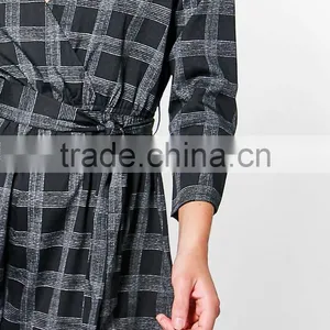 100% Polyester Checked Wrap Front Playsuit Wool Tartan Plaid Fabric Women Sexy Jumpsuits 2017 thumbnail-4