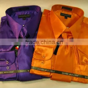 Satin Dress Shirts Men Tie&hanky Man Satin Shirt thumbnail-1
