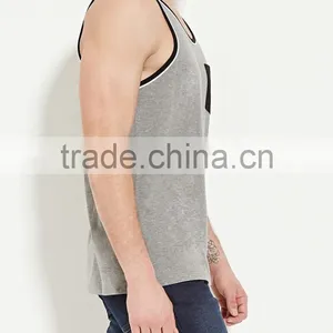 Men's Muscle Plain Gray Tank Tops Wholesale thumbnail-2