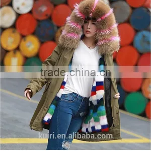 Factory Supply Woman Winter Real Mink Fur Parka Linging With Fox Fur Collar Hood With High Quality Pc-211 thumbnail-1