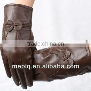New Design With Bow Fashion Lady Lovely Leather Gloves thumbnail-1