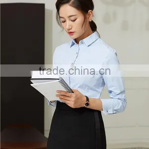 2017 Latest Women Fashion Long Sleeve Blue Shirt Ladies Office Formal Shirt thumbnail-5