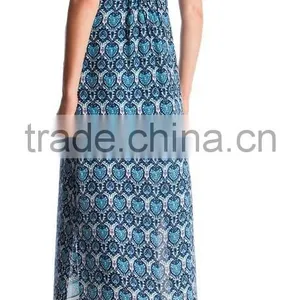 Long Maxi Maternity Dress for Summer 2015 Fashion Spaghetti Straps Side Slits Prints Nursing Dress thumbnail-3