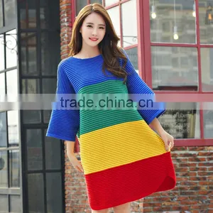 New Design Fashion Sweater, Pregant Women Sweater, Long Sleeves Rainbow Sweater thumbnail-1
