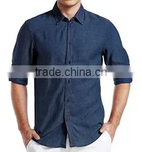 Denim Shirt Long Sleeve Men Shirt New Fashion Men Shirt Washed thumbnail-1