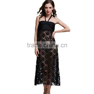 2016 Lady Casual Cover Up Long Black Convertible Lace Beach Dress thumbnail-1