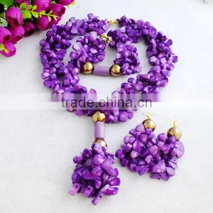 Hot Sell!!! Beautifiul Pure Handmade Purple Coral Jewelry Set With Necklace Earrings and Bracelet thumbnail-3