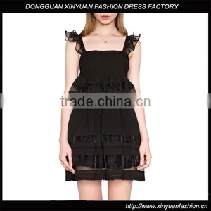 Fashion Womens Spaghetti Strap Slim Party Wedding Dresses Ladies Nigerian Elegant Lace Styles Ruffle Dress thumbnail-1