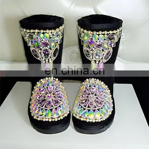Aidocrystal New Desigh Bling Sequins Boots With Rhinestone Women Winter Warm Fur Boot thumbnail-5