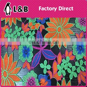 Multicolor Lace Fabric Textile Embroidery Polyester Chemical Lace thumbnail-3