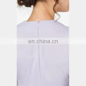 Elegant Purple Baju Kurung Modern Ruffle Design Bell Sleeve Muslim Dress thumbnail-5