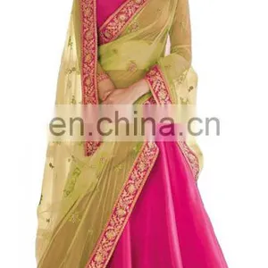Wedding Wear Stylish Lime Yellow Color Lehenga Choli + Bottom Pant Style Anarkali Suits Dress Material 2017 thumbnail-3
