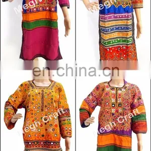 Afghan Tunic-Afghani Embroidered Tunic -Afghani Mirror Work Tunic - Banjara Vintage Tunic Tops- Tribes Textile Costumes Kurta thumbnail-1