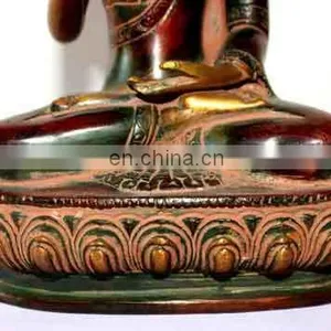 Tibetan Brass Shakyamuni Medicine Buddha Statue Buddhism Showpiece Sating Buddha Statue Blessing Buddhism Art Ethnic Decorative thumbnail-2