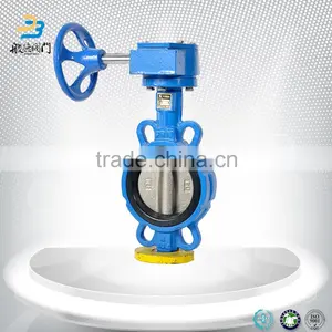 China Tianjin Water PN16 PN10 DN50 DN65 DN100 DIN ANSI Class150 Worm Gear Wafer Type Butterfly Valve thumbnail-1