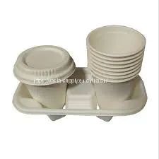 Bagasse Cup Holder Sugarcane Bagasse Coffee Cup Carrier Compostable Cup Tray thumbnail-1