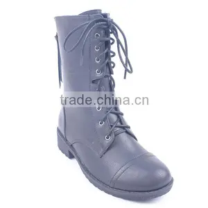 Fashion Popular Motorcycle Police Lace up Back Zipper High Ankle Long Boots From China Factory thumbnail-2