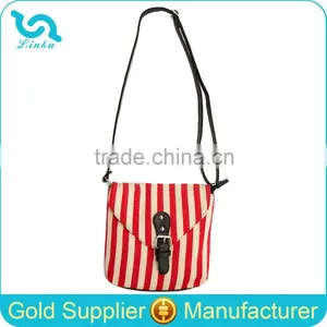 Stylish Canvas Red White Blue Stripe Bag Stripe Women Shoulder Bag thumbnail-1