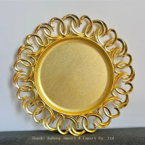 Events Wholesale Decorative Plastic Plates Wedding Sunflower Pattern Silver Charger Plates thumbnail-2