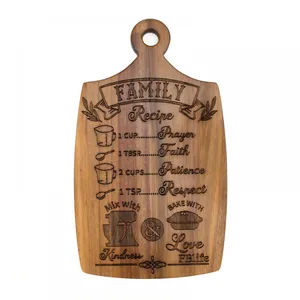 Acacia Wood Reversible Cutting Board Vintage Grain Small Tray With Handle Portable Baking Chopping Board for Home Kitchen thumbnail-2