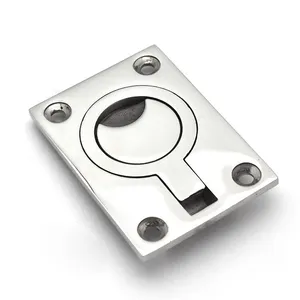 Square Flush Pull Ring Handles Recessed Boat Hatch Latch Cabinet Flush Mount Lifting Ring Pull Handle Hidden Recessed Furniture Handle thumbnail-1