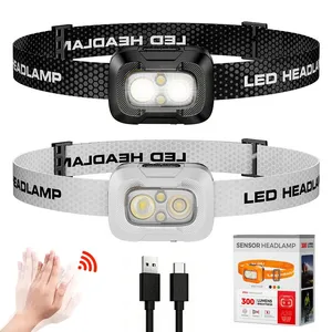Wholesale Motion Sensor LED Headlamp Rechargeable 300LM Multi-beam IP44 Waterproof Ultra-light Head Torch for Outdoor Camping Running thumbnail-1