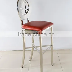 Round High Back Stainless Steel Bar Chair thumbnail-3