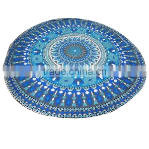 Cotton Round Beach Towel Hippie Mandala Tapestry Wall Hanging Ethnic Indian Table Cloth Round Yoga Mat thumbnail-1