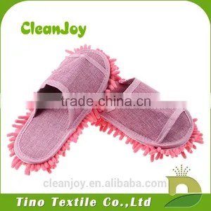 Lint Free Reusable Floor Cleaning Shoes Pink Ultra Soft Mop Slippers thumbnail-5