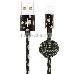 USAMS SJ071 Camouflage Series 1.5m Spot Nylon Braided Cable for Iphone6s Plus/6s/6/5s 2A Metal Spherical Cable for Iphone 6plus thumbnail-1