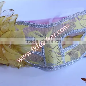 Party Supplies Birthday Yellow Plastic Halloween Mask With Artificial Flower thumbnail-2
