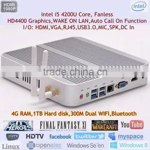 3D Gaming HTPC Nettop Computer i5 1.6GHz CPU 15W XBMC Win8 WIFI 300M 4G RAM 1TB Hard Disk DC 12V Alloy Case HTPC thumbnail-1