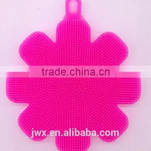 Orange Soft Silica Body Washing Brush With Flower Shape thumbnail-3