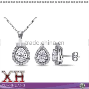 Tear Drop Sterling Silver Jewelry Earring and Pendant Set thumbnail-1