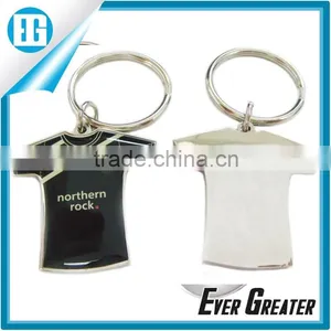 Eco Friendly Metal Nickel Plated Printing Sticker T Shirt Shape Metal Key Chain Ring thumbnail-1