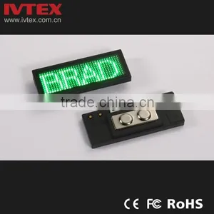 Digital Green Rechargeable Battery Backup Digital LED Display / LED Name Badge / Mini Name Card thumbnail-1