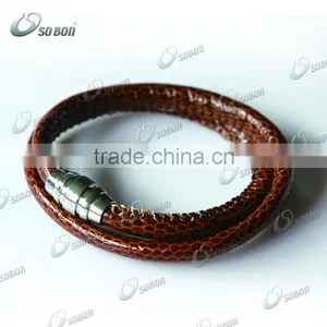 New Design Fashion Leather Wrap Bracelet With Metal Charm thumbnail-1