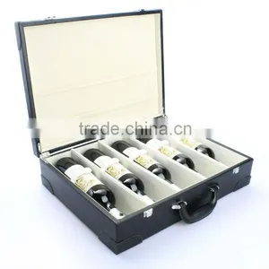 5 Bottles Leather Wine Box Insert With Velvet thumbnail-1