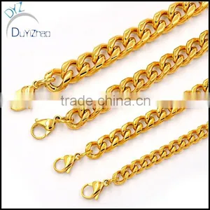 Heavy Men's Jewelry Gold Curb Cuban Chain Necklace 316L Stainless Steel thumbnail-3