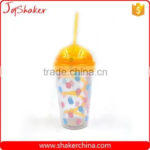 450ML Plastic Cup With Straw,Double Wall Reusable Plastic Cup With Lid thumbnail-4
