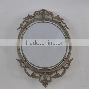 Home Decorative Carved Antique Round Wall Mirror thumbnail-1